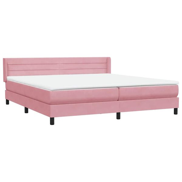 vidaXL Boxspringbett mit Matratze Rosa 200x220 cm Samt