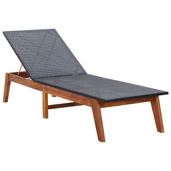 vidaXL Sonnenliege mit Tisch Poly Rattan und Massivholz Akazie