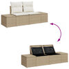 vidaXL Gartensofa-set mit Kissen mit Speicher 11 pcs Beige Poly Rattan