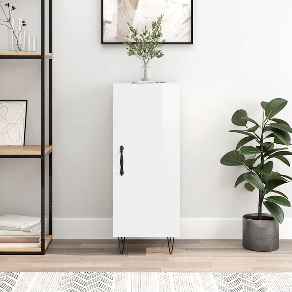 vidaXL Sideboard Hochglanz-Wei&szlig; 34,5x34x90 cm Holzwerkstoff