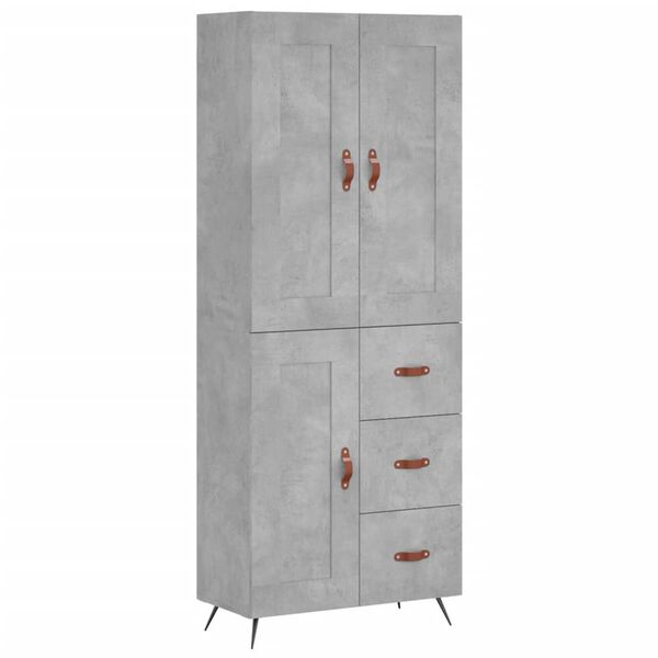 vidaXL Highboard Betongrau 69,5x34x180 cm Holzwerkstoff