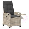 vidaXL Verstellbarer Gartenstuhl Hellgrau und Dunkelgrau Poly-Rattan