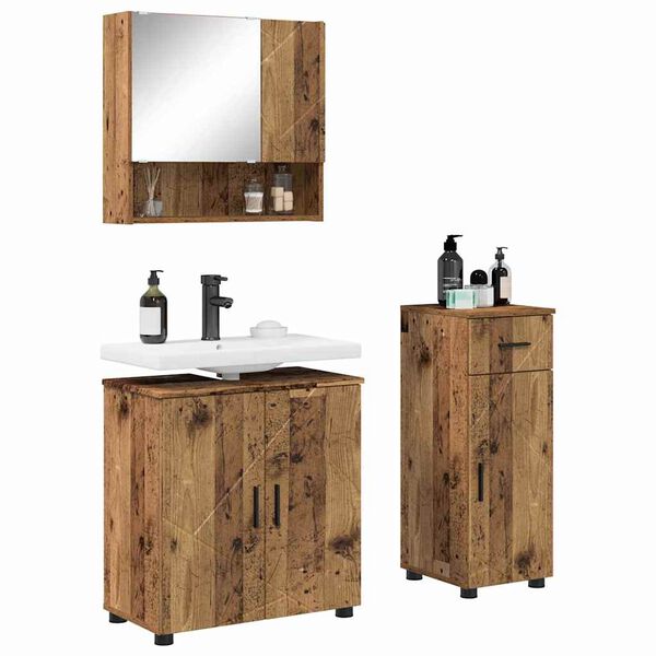 vidaXL Badezimmerm&ouml;bel-Set 3 pcs Altholz Holzwerkstoff & Metall