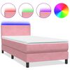 vidaXL Boxspringbett mit Matratze & LED Rosa 80x210 cm Samt