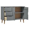 vidaXL Sideboard MOLDE Grau 113x40x80 cm Massivholz Kiefer