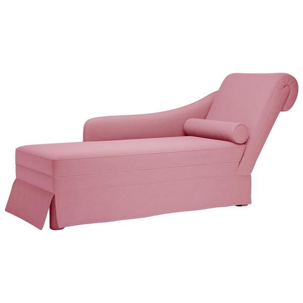 vidaXL Chaiselongue mit Nackenrolle und Rechter Armlehne Rosa Samt