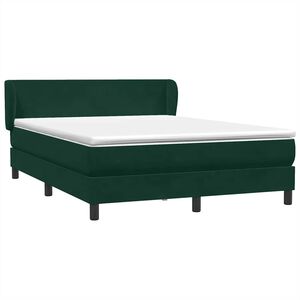 vidaXL Boxspringbett mit Matratze Dunkelgr&uuml;n 160x220 cm Samt