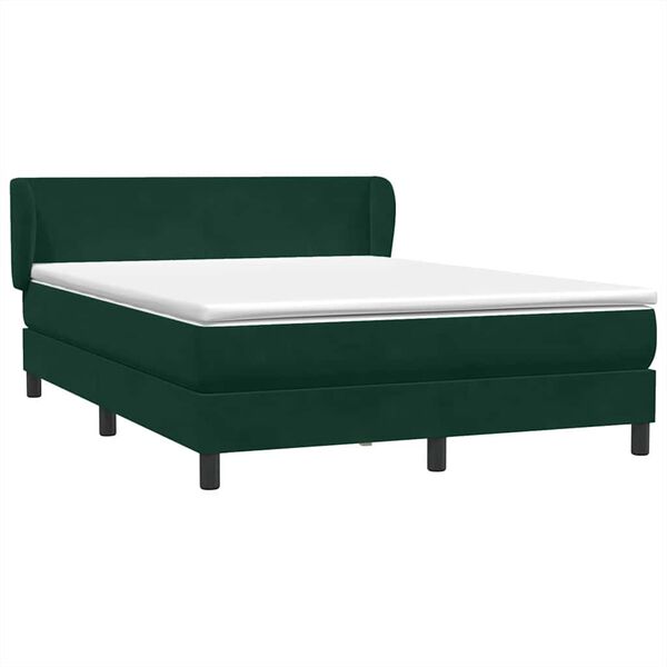 vidaXL Boxspringbett mit Matratze Dunkelgr&uuml;n 160x220 cm Samt
