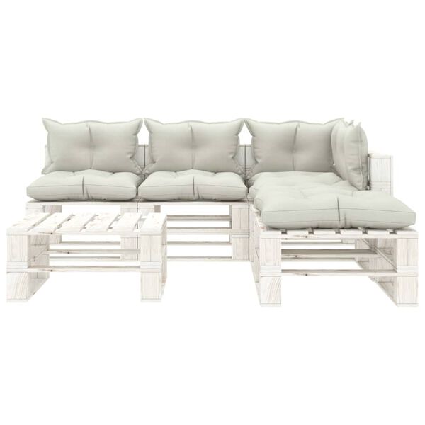 vidaXL 6-tlg. Garten-Lounge-Set Paletten mit Kissen in Beige Holz