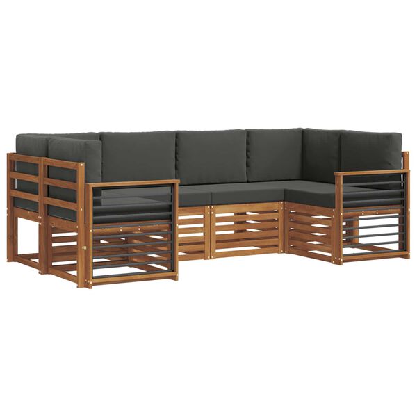 vidaXL Ecksofa Set 6 pcs Natur und Anthrazit Massivholz Akazie