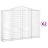 vidaXL Gabionen mit Hochbogen 2 Stk. 200x30x140/160cm Verzinktes Eisen