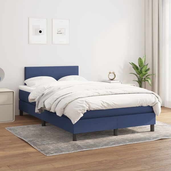 vidaXL Boxspringbett mit Matratze Blau 120x190 cm Stoff