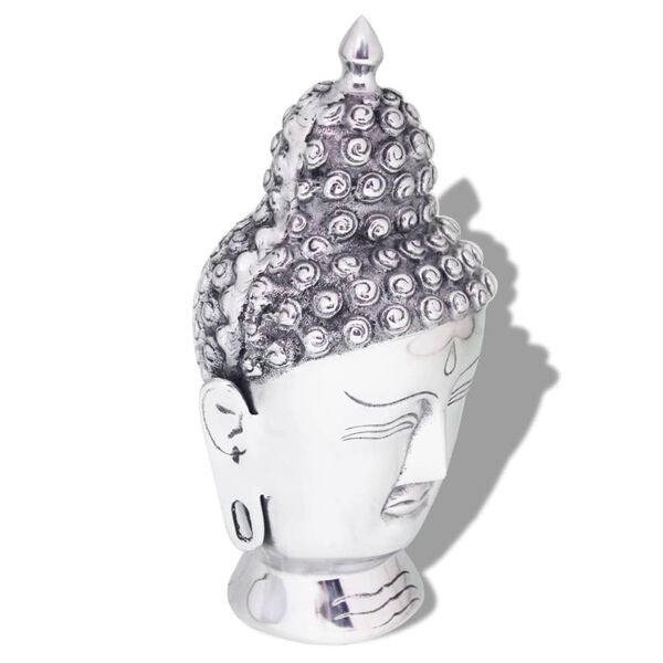 vidaXL Buddha Kopf Dekoration Aluminium Silbern