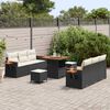 vidaXL Gartensofa-set mit Kissen 9 pcs Schwarz und Creme