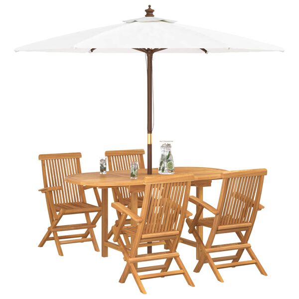 vidaXL Garten Essgruppe 5 pcs Braun Massivholz Teak