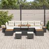 vidaXL Garten-Sofa-Set mit Kissen 10 pcs Schwarz Poly Rattan