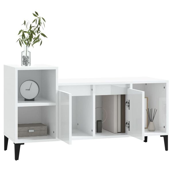 vidaXL TV-Schrank Hochglanz-Weiß 100x35x55 cm Holzwerkstoff