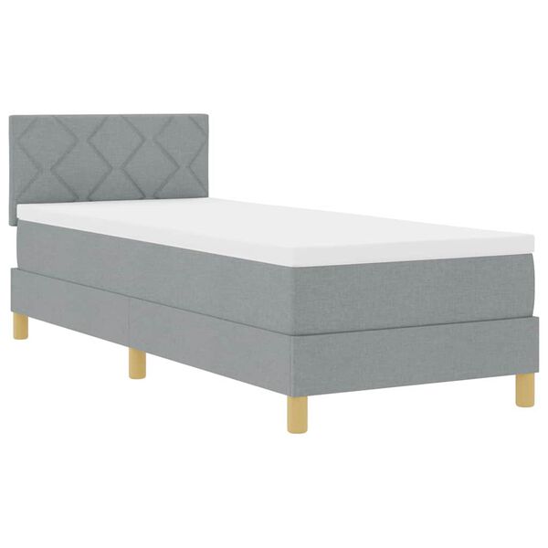 vidaXL Boxspringbett mit Matratze Hellgrau 80 x 200 cm Stoff