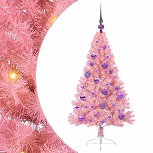 vidaXL K&uuml;nstlicher vorbeleuchteter Weihnachtsbaum Rosa 120 cm PVC