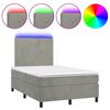 vidaXL Boxspringbett mit Matratze & LED Hellgrau 120x190 cm Samt