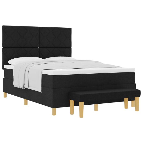 vidaXL Boxspringbett mit Matratze Schwarz 160 x 200 cm Stoff