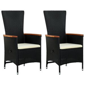vidaXL Gartenst&uuml;hle 2 Stk. mit Polstern Poly Rattan Schwarz