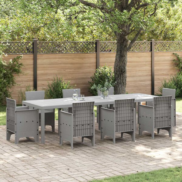 vidaXL Garten-Esstisch Hellgrau 300 x 100 x 73 cm Poly-Rattan