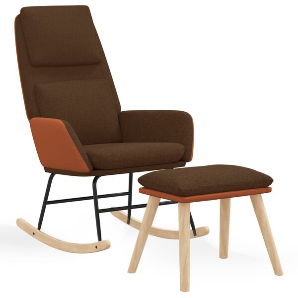 vidaXL Schaukelsessel mit Hocker Braun Stoff