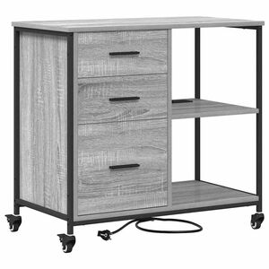 vidaXL Schrank mit Ladestation Mit Rad Graues Sonoma 76 x 41 x 72 cm