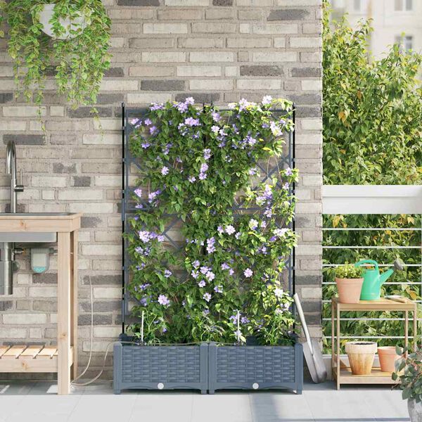 vidaXL Garten-Pflanzgef&auml;&szlig; 2 pcs Hellgrau Stahl