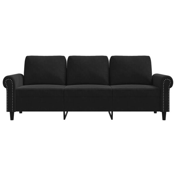 vidaXL 3-Sitzer-Sofa Schwarz 180 cm Samt