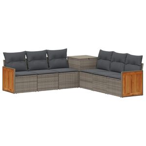 vidaXL Sofa Set 7 stk. Grau und Dunkelgrau Polyrattan und Stahl