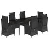 vidaXL 7-tlg. Garten-Essgruppe mit Kissen Schwarz Poly Rattan