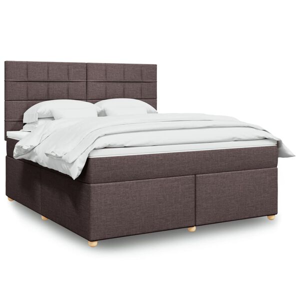 vidaXL Boxspringbett mit Matratze Dunkelbraun 180x200 cm Stoff