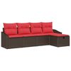 vidaXL Sofa Set mit Kissen mit Speicher Braun Poly-Rattan