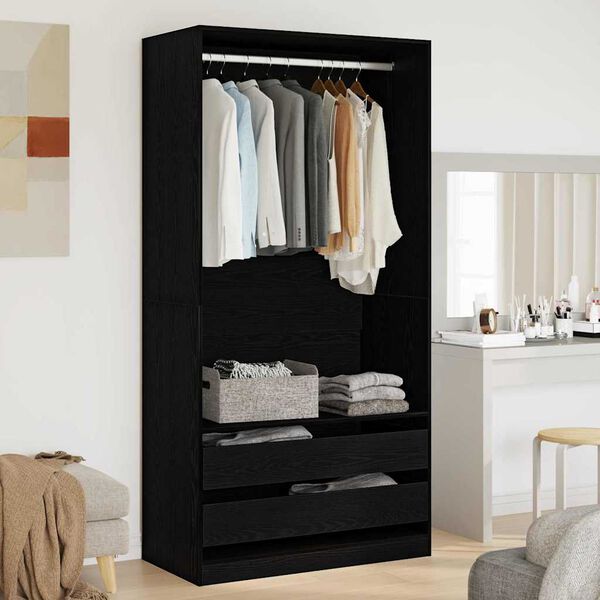vidaXL Kleiderschrank Schwarz Eichen-Optik 100 x 50 x 200 cm