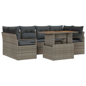 vidaXL Garten-Sofa-Set mit Speicher 7 pcs Grau Poly Rattan