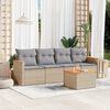 vidaXL 5-tlg. Garten-Sofagarnitur mit Kissen Beige Poly Rattan