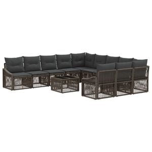 vidaXL Gartensofa-set 12 stk. Grau Poly-Rattan