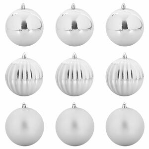 vidaXL Weihnachtskugel-Set 9 pcs Silber Kunststoff
