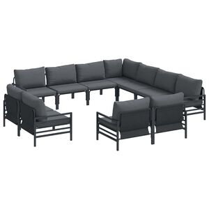 vidaXL Gartensofa-set 11 stk. Schwarz Stahl