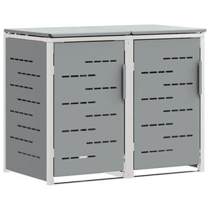 vidaXL M&uuml;lltonnenbox for 2 Bins 240L Edelstahl Grau