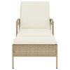 vidaXL Sonnenliege mit Auflage Beige 63x200x81 cm Poly Rattan