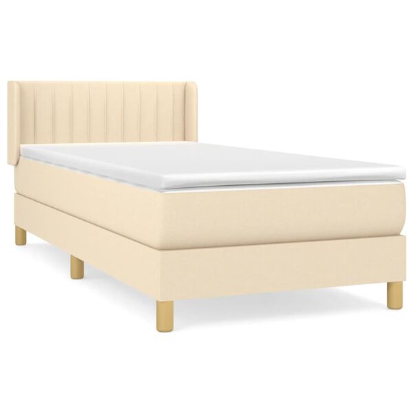 vidaXL Boxspringbett mit Matratze Creme 90x190 cm Stoff