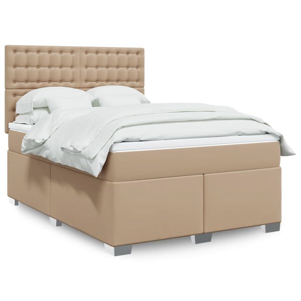 vidaXL Boxspringbett Matratze Cappuccino-Braun 160x200 cm Kunstleder