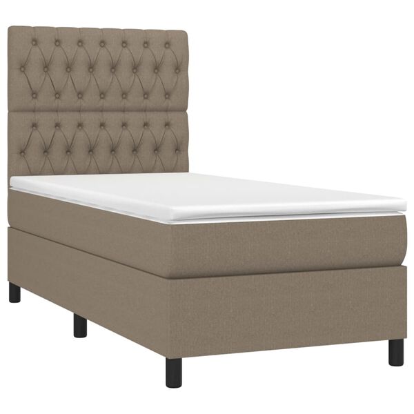 vidaXL Boxspringbett mit Matratze & LED Taupe 90x190 cm Stoff