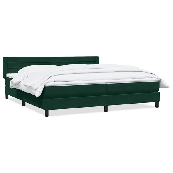 vidaXL Boxspringbett mit Matratze Dunkelgr&uuml;n 180x210 cm Samt