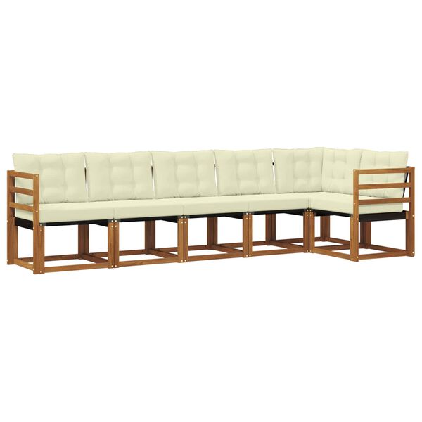 vidaXL Outdoor-Sofagarnitur mit Kissen 6 pcs Natur und Creme