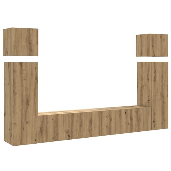 vidaXL 8-tlg. TV-Schrank-Set Wandmontage Artisan-Eiche Holzwerkstoff