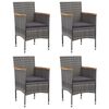 vidaXL 5-tlg. Garten-Essgruppe mit Kissen Poly Rattan Grau